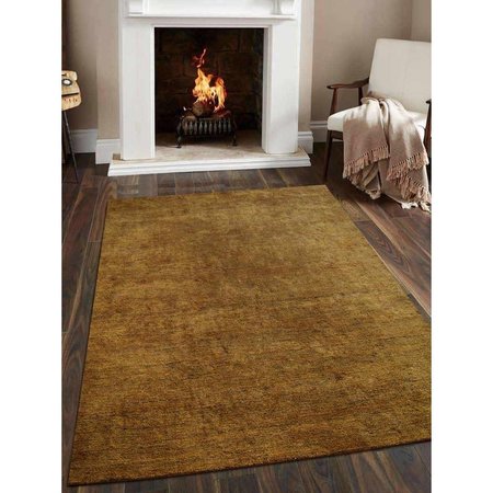 GLITZY RUGS 8 x 10 ft. Hand Knotted Gabbeh Silk Solid Rectangle Area RugGold UBSLS0111L0012A15